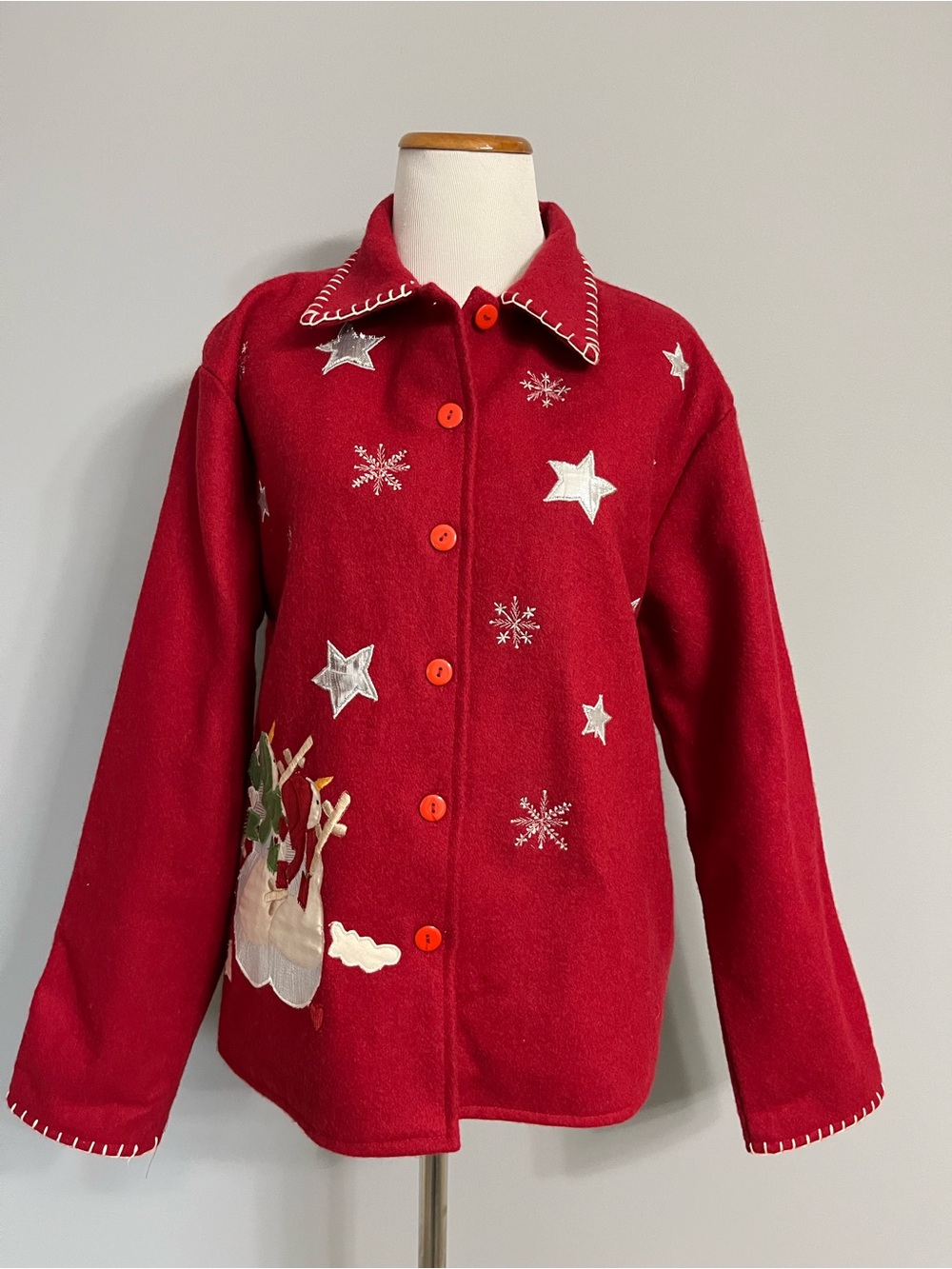 Take Two Red Holiday Button Front Sweater Jacket Size Medium